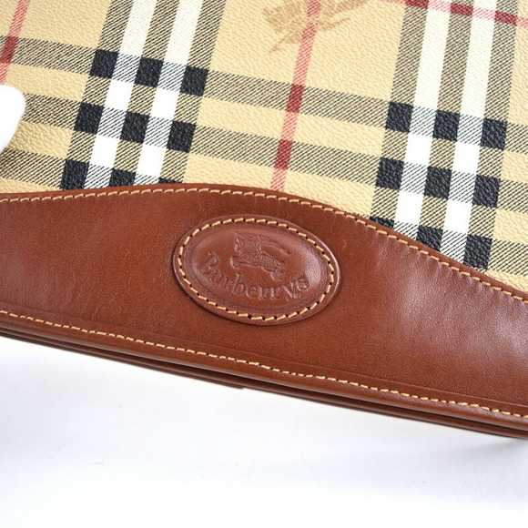 Burberry Clutch Bag Nova Check Leather Beige Brown with Loop - Picture 6 of 16